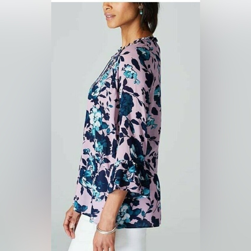J.Jill Mauve Beautiful Blossoms Tunic top Size Small Petite - Picture 3 of 10